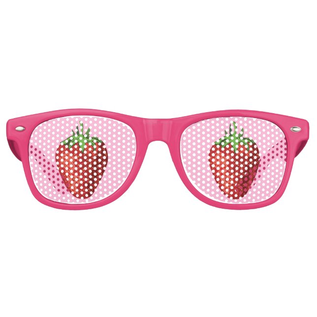Gafas De Fiesta Retro Fresas Ojos Graciosos De Fruta Rosa (Anverso)