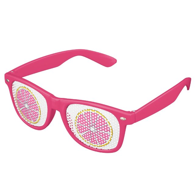 Gafas De Fiesta Retro Fruto de cítricos grapefruit tropical rosa (Ángulo)