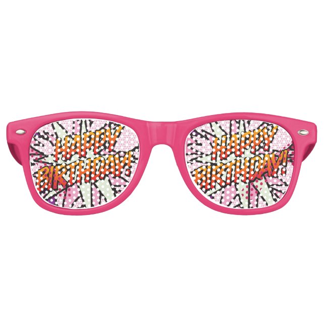 Gafas De Fiesta Retro Fun Pink Fun HAPPY BIRTHDAY Libro Moderno De Cómic (Anverso)