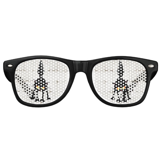 Gafas De Fiesta Retro Funny Fierce Black Cat Cartoon  (Anverso)