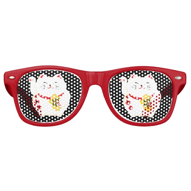 Gafas De Fiesta Retro Gato Maneki Neko de la Suerte  (Anverso)