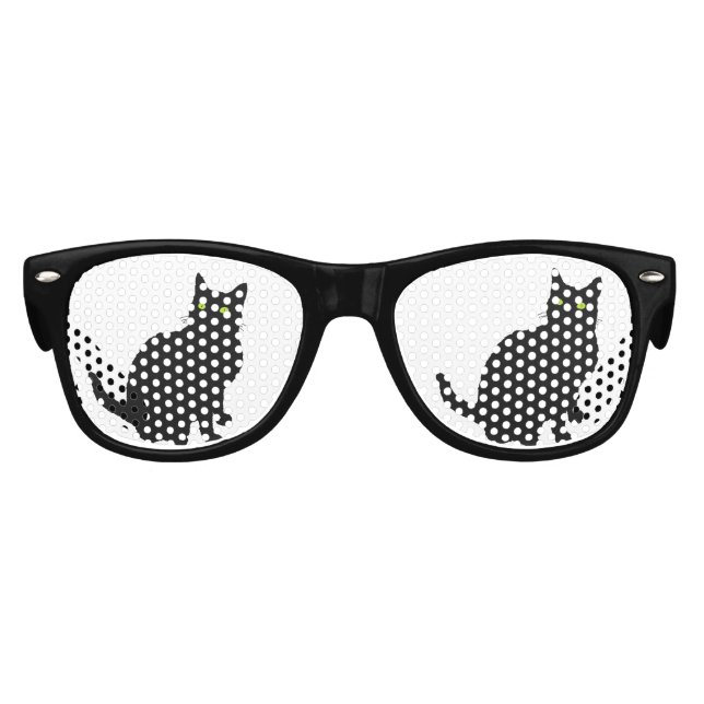 Gafas De Fiesta Retro Gato negro curioso (Anverso)