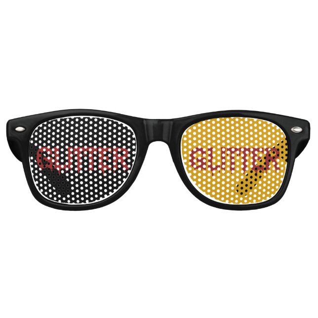 Gafas De Fiesta Retro Glitter in Blood Typografie (Anverso)