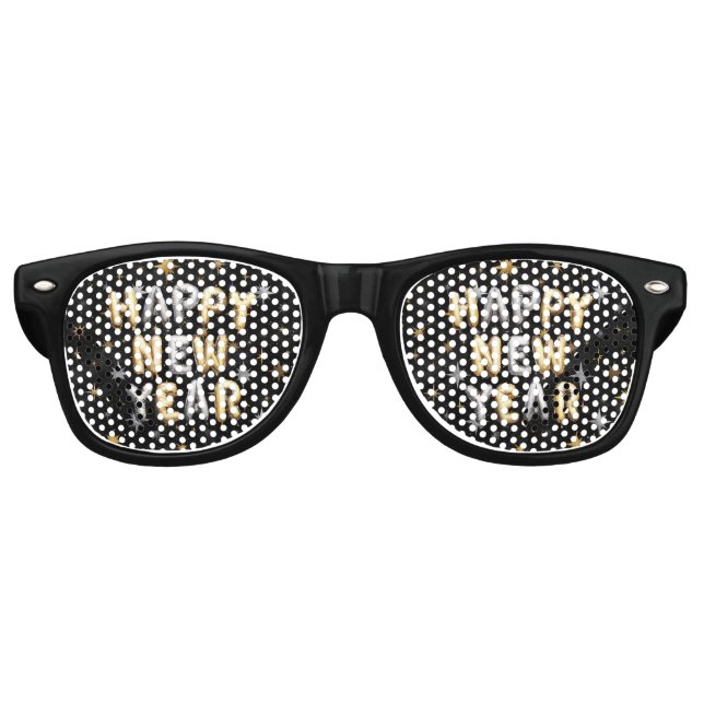 Gafas De Fiesta Retro Gold Black Happy New Year (Anverso)
