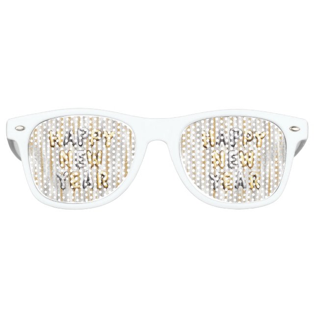 Gafas De Fiesta Retro Gold Silver Stripes Happy New Year (Anverso)
