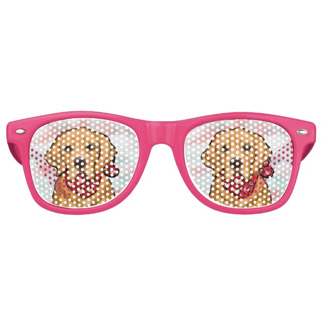 Gafas De Fiesta Retro Golden Retriever (Anverso)