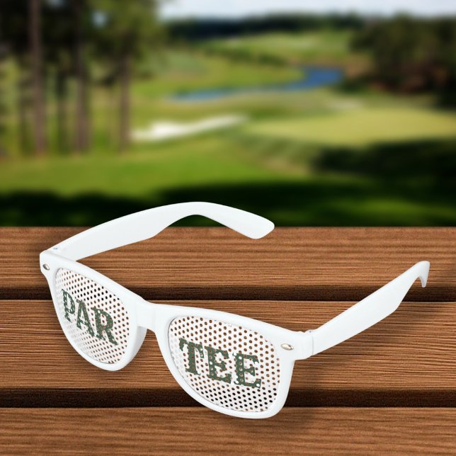 Gafas De Fiesta Retro Golf en broma Par-Tee (Par-Tee Golf Pun Fun Retro Sunglasses by Ricaso. Perfect for bachelorette party bride and her crew)