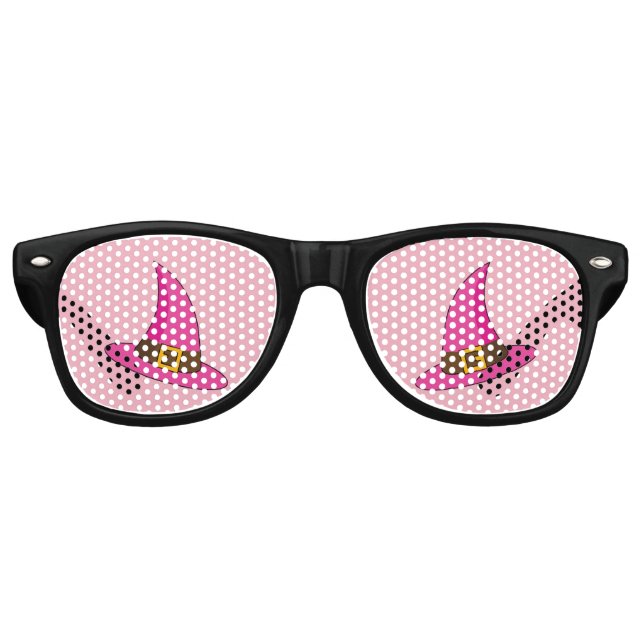 Gafas De Fiesta Retro Gorra de bruja rosa (Anverso)