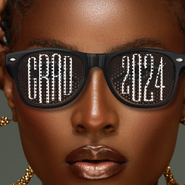 Gafas De Fiesta Retro Graduación secundaria de Black Grad College (black retro graduation sunglasses)