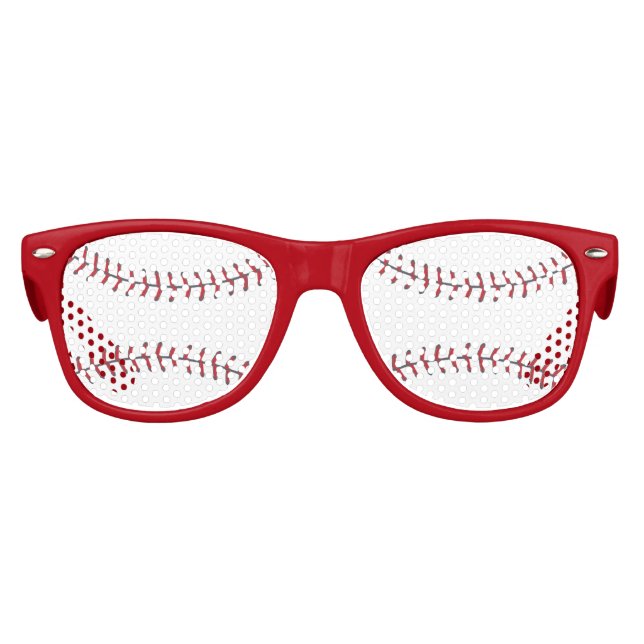 Gafas De Fiesta Retro Guay Baseball Ball Game Player Red White (Anverso)