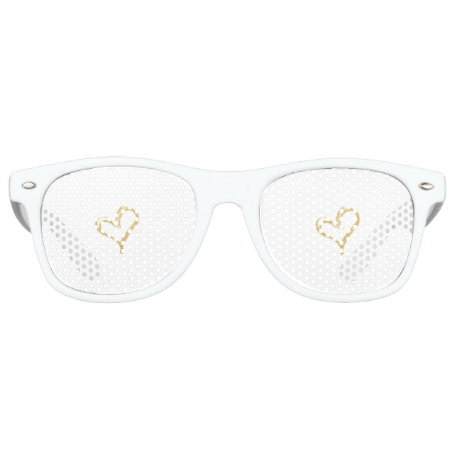 Gafas De Fiesta Retro Guay Trendy Gold Purpurina Heart (Anverso)