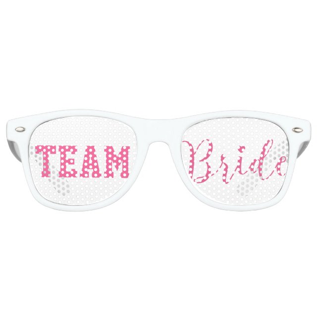 Gafas De Fiesta Retro Guión rosado con clase Team Bride (Anverso)