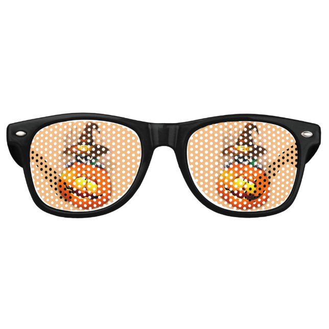 Gafas De Fiesta Retro Halloween Curte Kitty Witch and Pumpkin Friend (Anverso)