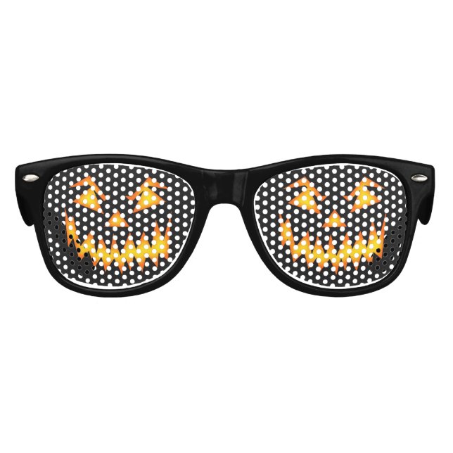 Gafas De Fiesta Retro Halloween de calabaza negra y Naranja (Anverso)