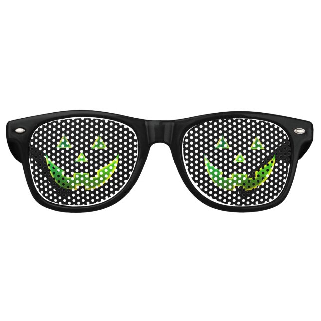 Gafas De Fiesta Retro Halloween verde neón negro Jack o calabaza de lint (Anverso)