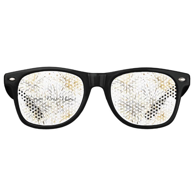 Gafas De Fiesta Retro Happy New Year Gold Silver Fireworks (Anverso)