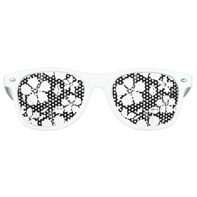 GAFAS DE FIESTA RETRO HAWAIIAN HULA (HIBISCO) NEGRO (Anverso)