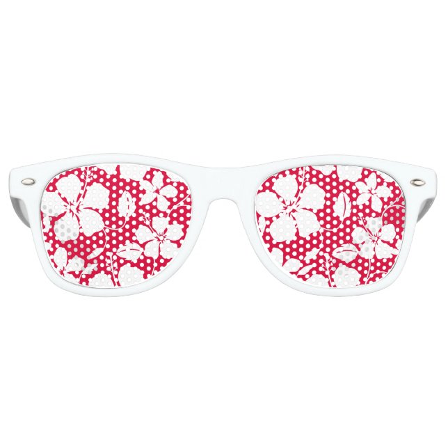 GAFAS DE FIESTA RETRO HAWAIIAN HULA (HIBISCUS) RED (Anverso)