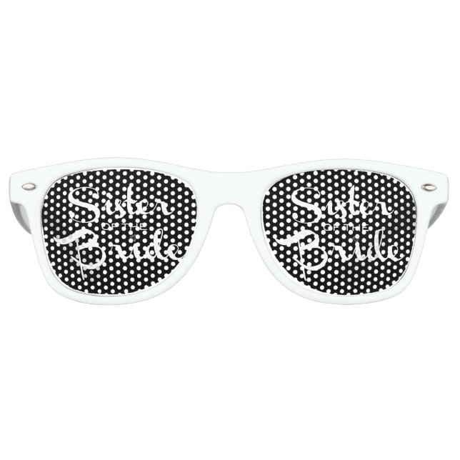 Gafas De Fiesta Retro Hermana de la novia blanca en negro (Anverso)