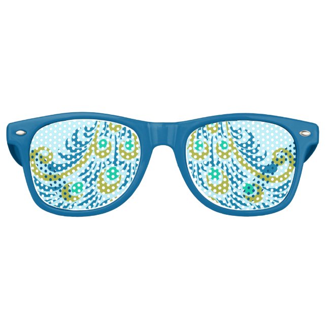 Gafas De Fiesta Retro Hermosas plumas de pavo real (Anverso)