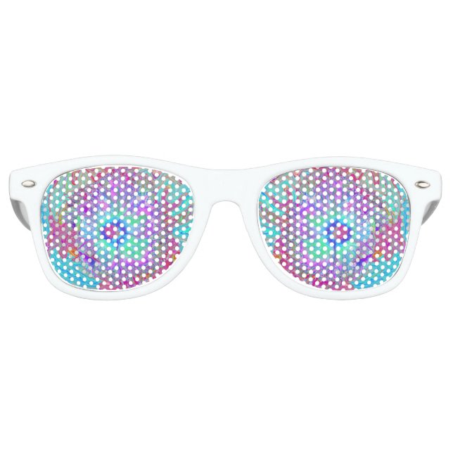 Gafas De Fiesta Retro Hibisco Azul Arcoíris Retro Psicodélico (Anverso)
