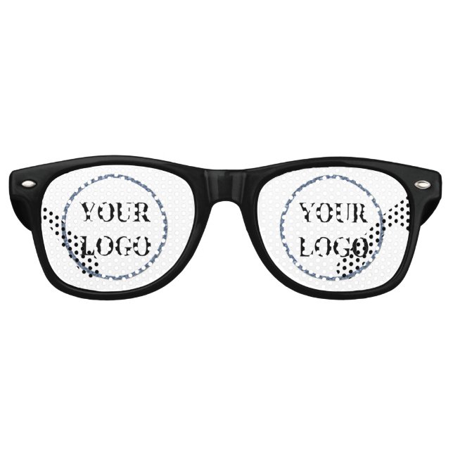 Gafas De Fiesta Retro Hombres Personalizados Regalos LOGO Blanco y Negro (Anverso)