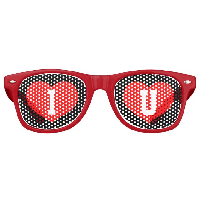 Gafas De Fiesta Retro Icono de corazón plano con monogramas (Anverso)