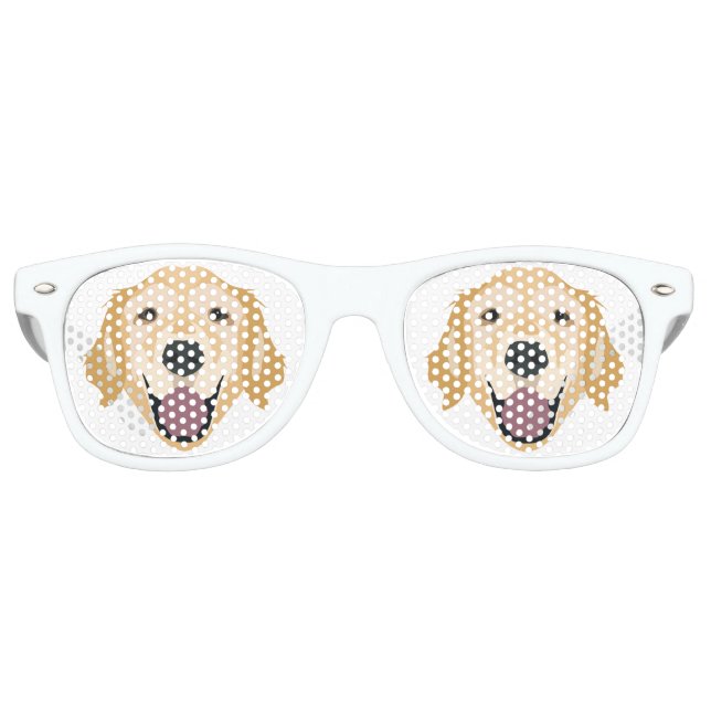 Gafas De Fiesta Retro Ilustracion Golden Retriever (Anverso)