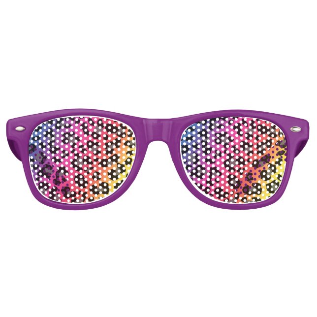 Gafas De Fiesta Retro Impresión de leopardo arco iris (Anverso)