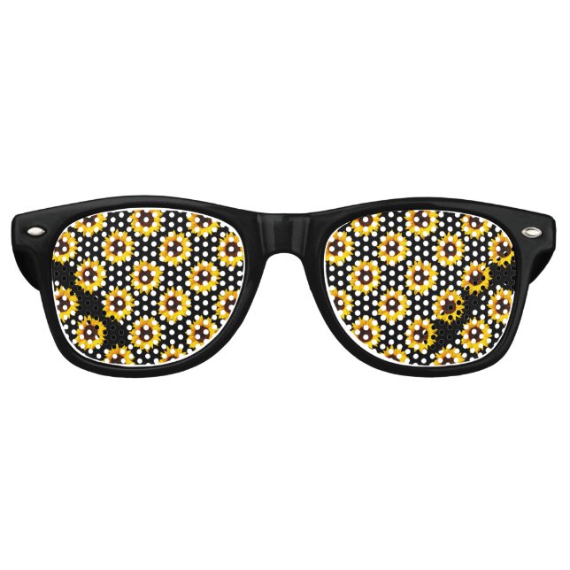 Gafas De Fiesta Retro Impresión de patrón de girasol (Anverso)