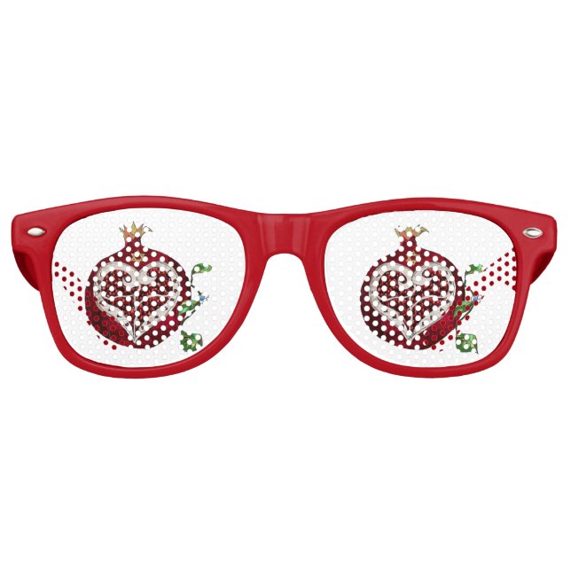 Gafas De Fiesta Retro Judaica Pomegranate Heart Hanukkah Rosh Hashanah (Anverso)