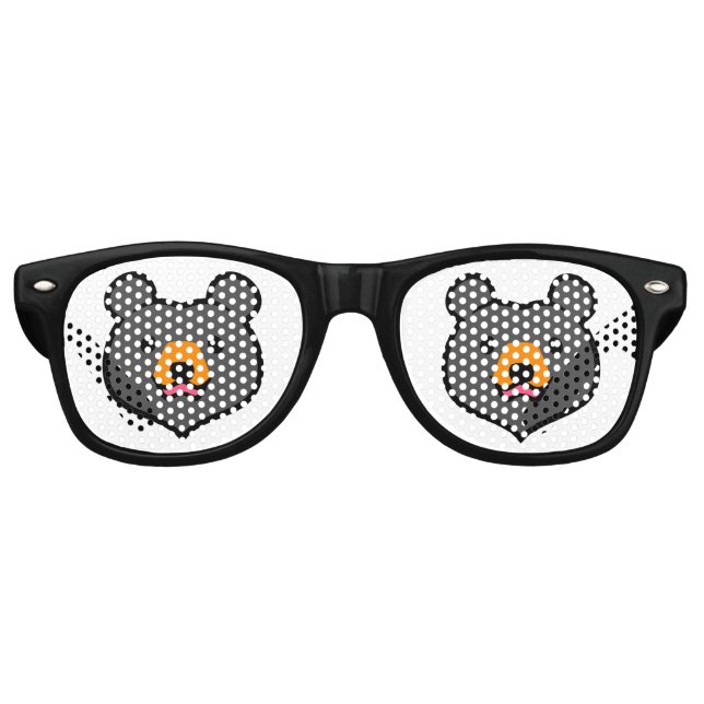 Gafas De Fiesta Retro Kawaii Animal Lover Personalizado Black Bear (Anverso)