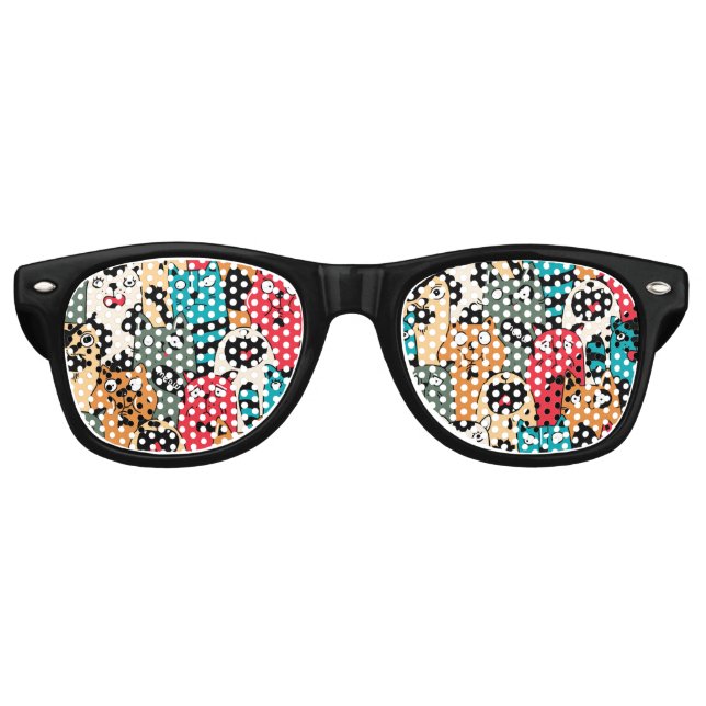 Gafas De Fiesta Retro La multitud de gatos (Anverso)