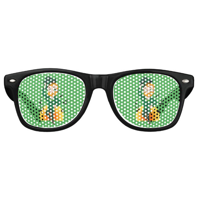 Gafas De Fiesta Retro Leprechaun bailando, personalizado de San Patricio (Anverso)