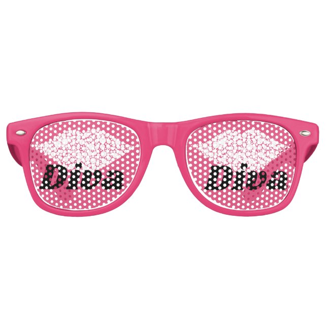 Gafas De Fiesta Retro Límites rosados calientes Esparcen Diamantes Diva (Anverso)