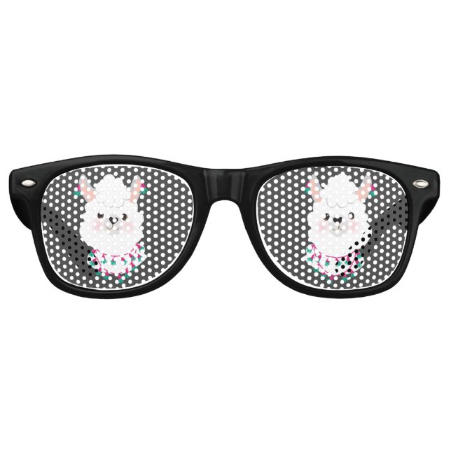 Gafas De Fiesta Retro Llama blanca pura (Anverso)