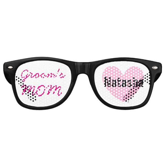 Gafas De Fiesta Retro Madre del GROOM Wedding Favor Black Pink A05 (Anverso)