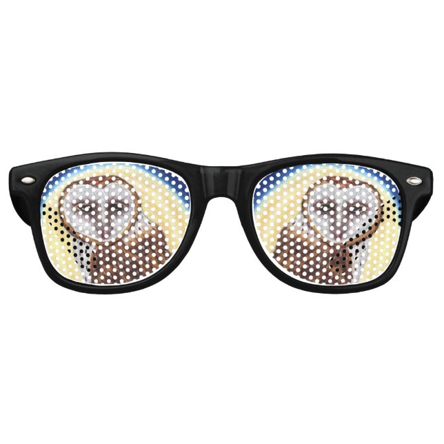 Gafas De Fiesta Retro Majestic Brown Spot Owl Amarillo Moon (Anverso)