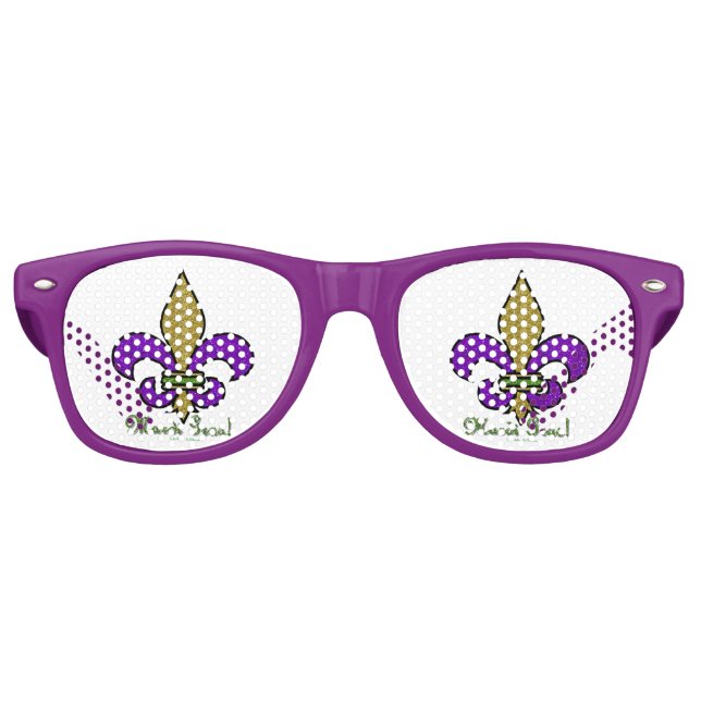 Gafas De Fiesta Retro Mardi Gras Fleur De Lis (Anverso)