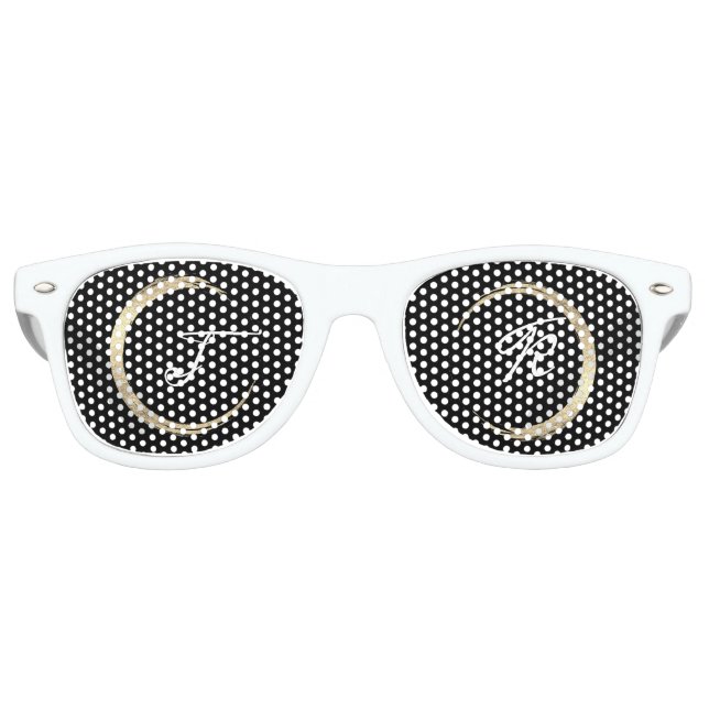 Gafas De Fiesta Retro Minimalismo Black White Gold Iniciales Monograma N (Anverso)