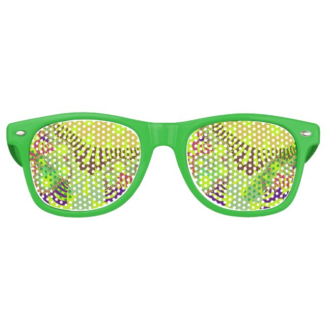 Gafas De Fiesta Retro Mod amarillo y púrpura (Anverso)