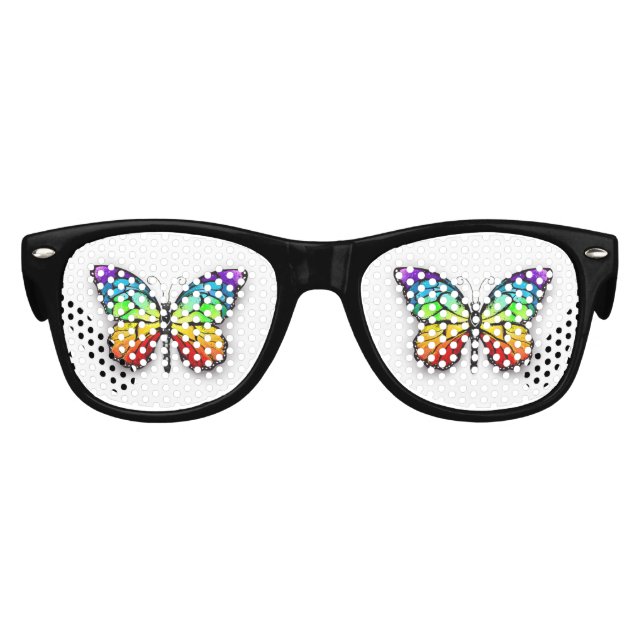 Gafas De Fiesta Retro Monarca de mariposa arcoiris (Anverso)