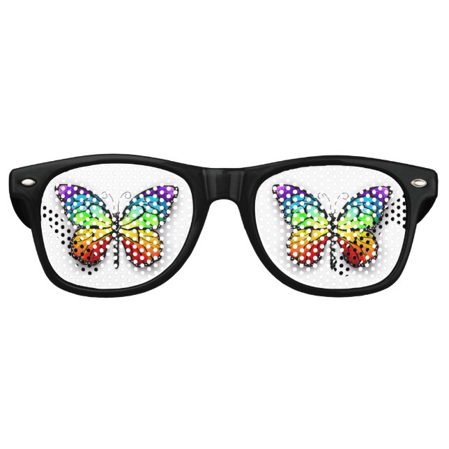 Gafas De Fiesta Retro Monarca de mariposa arcoiris (Anverso)