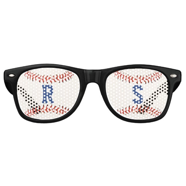Gafas De Fiesta Retro Monograma deportivo de béisbol Sofball (Anverso)