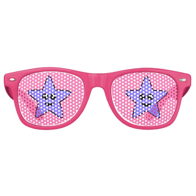 Gafas De Fiesta Retro Morado Happy Star Fiestas Shades (Anverso)