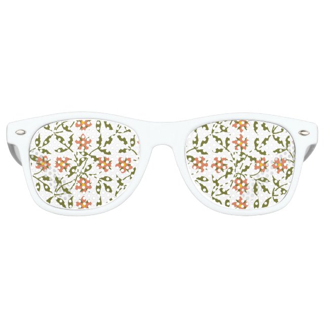 GAFAS DE FIESTA RETRO NARANJA FLOWERS (Anverso)