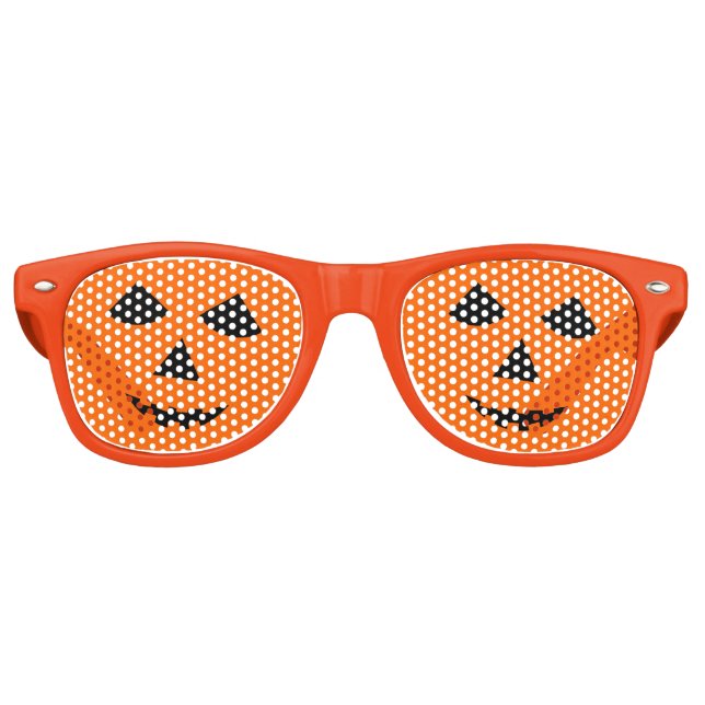 Gafas De Fiesta Retro Naranja Halloween Jack o Lantern Pumpkin Face (Anverso)