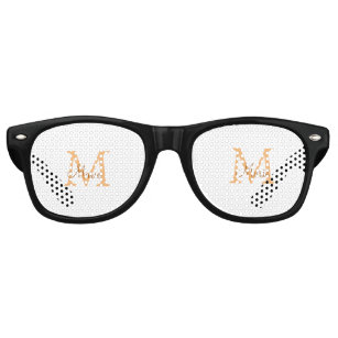 Gafas De Fiesta Retro naranja marrón simple de añadir nombre monograma m