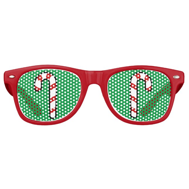 Gafas De Fiesta Retro Navidades Candy Cane Fiesta Verde Rojo (Anverso)