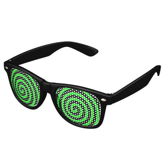 Gafas De Fiesta Retro Negro verde hipnotizado (Ángulo)